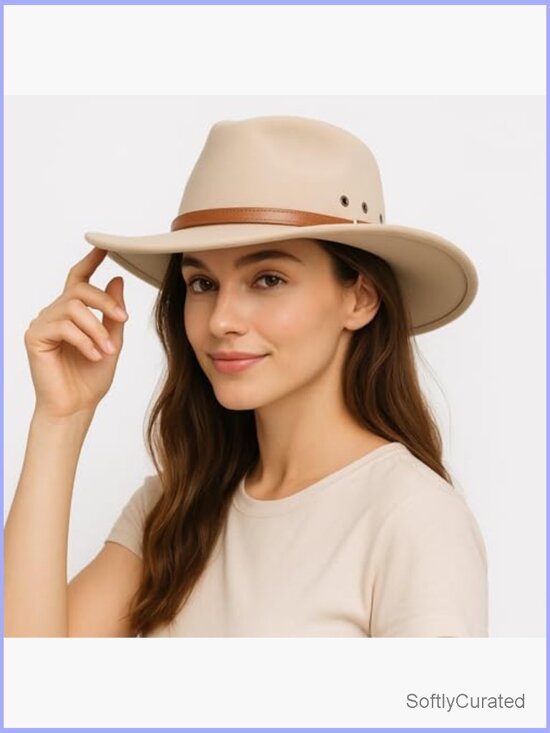 Cowboy Hat Wide Brim Fedora Western Cowgirl with Belt Buckle